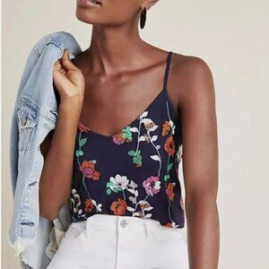 Anthropologie Floral Embroidered Tank Top
